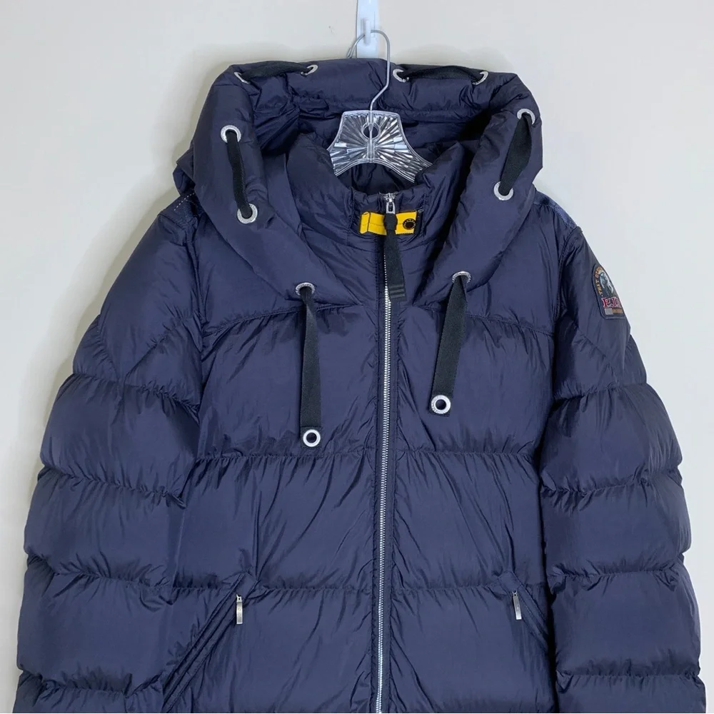 Parajumpers Panda Long Down Jacket (Sz L) Hooded Puffer Coat Navy - Picture 4 of 16
